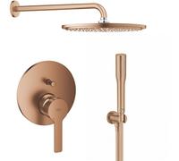Set douche à effet de pluie avec bras Grohe Rainshower 26066DL0, mitigeur bain-douche Grohe Lineare 24064DL1, 26658DL0, 27400DL0, 28388DA1