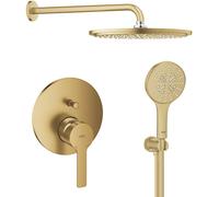 Set douche à effet de pluie avec bras Grohe Rainshower 26066GN0, mitigeur bain-douche Grohe Lineare 24064GN1, 26574GN0, 26658GN0, 28362GL1