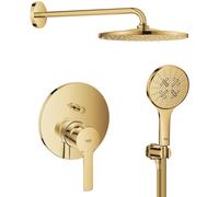 Set douche à effet de pluie avec bras Grohe Rainshower 26558GL0, mitigeur bain-douche Grohe Lineare 24064GL1, 26574GL0, 26658GL0, 28362GL1