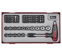 Set douilles et embouts poignée en T TT1 tray 1/4 PH- PZ- Plat- TX-- TPX- HEX- ROB- gr 62 pièces Teng Tools TTTHQ62