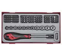 Set douilles et embouts TT1 tray 1/4 PH- PZ- Plat- TX-- TPX- HEX- ROB- gr 76 pièces Teng Tools TTMDQ76