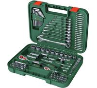 Set d'outils à main Bosch Advanced, 132 pièces en acier, Pour tâches de fixation difficiles, Clés/clés mâles/cliquets/tournevis