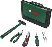 Set d'outils à main Bosch Easy Starter, 14 pièces, Pince universelle, Tournevis, Cutter, Marteau, Sac zippé