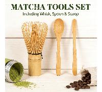 Set d'outils à thé matcha de style japonais, comprenant un fouet à matcha en bambou véritable, une brosse à thé, une cuillère à thé, un moulin à café et à thé 2-en-1, accessoires de cérémonie du thé T