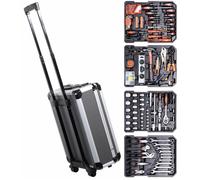 Set d'outils - COMPASS - 186 pièces - ALU PREMIUM - CrV - Mallette sur roulettes