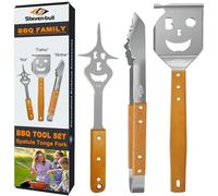 Set d'outils de barbecue Heavy Duty - Spatule 7-en-1 - Fourchette 6-en-1 - Pince à barbecue personnalisée - Acier inoxydable - Longueur 17 pouces/14 pouces - Outils de barbecue