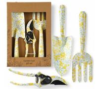 Set d'outils de jardinage – 3 pièces, en acier, motif floral, pelle, houe et serpe, ergonomiques, robustes, 28 x 8 cm, pour les jardiniers amateurs et les passionnés de plantes