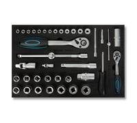 Kit d'outils multifonctions EBERTH, 81 pièces, pour chariot à outils, inserts en mousse étiquetés, carbure, poignées ergonomiques, bleu