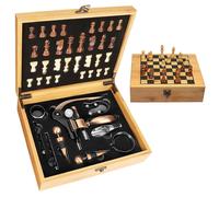 Set d'ouvre-bouteilles avec coffret en bois, accessoires de sommelier, coffret cadeau. Comprend : ouvre-bouteille en forme de "lapin", verseur à vin, anneau anti-goutte, bouchon à vin, coupe-capsule,