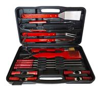 Set d'ustensiles barbecue - 18 pièces - Acier inoxydable - Mallette d'accessoires - Lavable