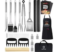 Set d'ustensiles de barbecue en acier inoxydable 21 pièces avec pince à barbecue et tablier de barbecue