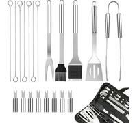 Set d'ustensiles de barbecue en acier inoxydable - idéal pour les hommes - camping - jardin - plein air