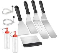 Set d'ustensiles de barbecue en acier inoxydable : spatule, grattoir, retourneur à hamburgers, accessoires de barbecue