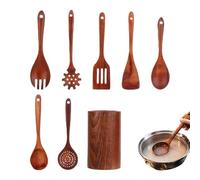 Set d'ustensiles de cuisine 8 pièces spatules antiadhésives et louches | Ensemble d'ustensiles de cuisine en bois pour une utilisation intérieure et extérieure pour les barbecues collections voyages