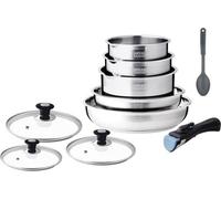 Set d'ustensiles de cuisine à induction - Arthur Martin - AM4485 - Acier inoxydable - 10 pièces - Poignée amovible - Convient pour tous les types de feux, y compris l'induction