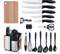 Set d'ustensiles de cuisine, set de 5 couteaux, set de 7 ustensiles de cuisine en silicone, couteau de cuisine, planche à découper