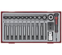 Set Embouts TX- court et longue avec connexion hexTT1 tray 1/2 23 pièces 40-75mm L Teng Tools TTTX23