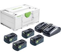 Set énergie SYS 18V 4 batteries 5Ah + chargeur TCL 6 DUO en coffret Systainer SYS3 - FESTOOL - 577709
