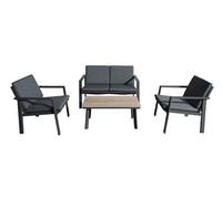 Set ensemble 4 pièces Sun en aluminium/SPC avec coussins - graphite/oak/gris