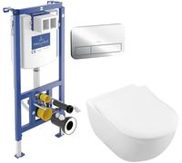 Set ensemble Combi-Pack avec abattant Villeroy & Boch Subway 2.0 5614R2R1, châssis encastré Villeroy & Boch ViConnect 92242700, 92249061