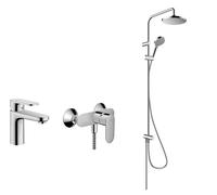 Set ensemble de douche Hansgrohe Vernis Blend 26272000, mitigeur de lavabo Hansgrohe Vernis Blend 71580000, 71640000