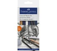 Set esquisse fusain faber castell 4 pitt fusains assortis + 1 crayon pastel + 1 gomme mie + 1 estompe