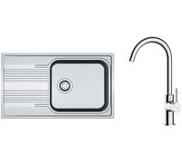 Set évier en acier inoxydable Franke Smart 101.0368.324, mitigeur de cuisine Oltens Skafta 35206100