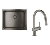 Set évier en acier inoxydable Grohe K700U 31574AL1, mitigeur de cuisine Grohe Minta 32321AL2
