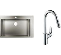 Set évier en acier inoxydable Hansgrohe S 71 43302800, mitigeur de cuisine Hansgrohe Focus M41 31815000