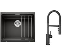Set évier en granit Blanco Etagon 500-U 525887, mitigeur de cuisine Blanco Catris-S Flexo 525793