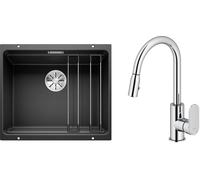 Set évier en granit Blanco Etagon 500-U 525887, mitigeur de cuisine Oltens Lista 35202100