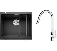 Set évier en granit Blanco Etagon 500-U 525887, mitigeur de cuisine Oltens Litla 35204100