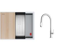 Set évier en granit Franke Kanon 125.0749.655, mitigeur de cuisine Franke Maris Slim Clear Water J Pull-Out 120.0730.870
