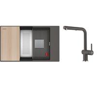 Set évier en granit Franke Kanon 125.0749.669, mitigeur de cuisine Franke Active L Pull-Out Spray 115.0721.464