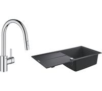 Set évier en granit Grohe K400 31641AP0, mitigeur de cuisine Grohe Eurosmart Cosmopolitan 31481001
