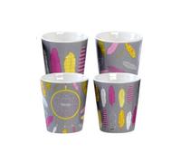 Set Expresso Plumes - Porcelaine - Gris - Hauteur 6.5 cm - Ø 6 c