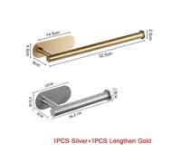 (Set F) Self Adhesive Roll Holder Punch-Free Roll Paper Holder Stainless Steel Toilet Roll Paper Holder For Kitchen Bathroom Black Rack