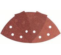 Set feuilles abrasives Delta avec bande auto-agrippante, perforé Bosch Accessories 2607017111 Grain 60, 80, 180 Cote dencoignure 105 mm 1 set