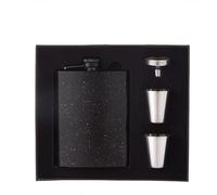 Set flasque pour garçons d'honneur, flasque noire mouchetée or avec entonnoir et 2 gobelets, acier inoxydable 304, idée cadeau élégante du marié pour témoin et cortège de mariage