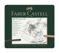 Set Fusain Pitt 24 Pièces Boite Métal Faber Castell Noir