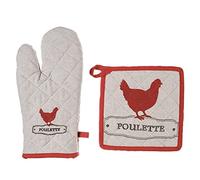 Set Gant de Cuisine et Manique en Coton Rouge Te Lin - Atmosphera