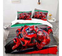 Set Housse de Couette 240x260cm Moto Parure de Lit 2 Personnes Moto De Sports Extrêmes 3 Pièces Parure De Lit avec 2 Taies d'oreiller 65x65cm, Fille Garcon Decoration Chambre
