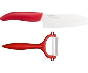 Set Kyocera GEN RED : couteau Santoku en céramique et éplucheur pour une coupe précise