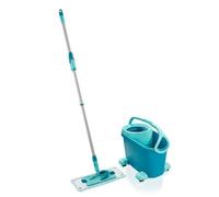 Set lave sol avec seau essoreur à roulettes Leifheit Clean Twist Ergo 52121, balais serpillière plat, manche télescopique 110-140cm