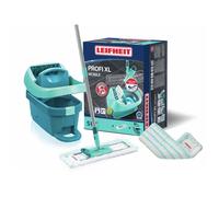 Set lave sol avec seau essoreur à roulettes Leifheit Profi XL Mobile 55099, balais à plat serpillière 360° avec 2x housse micro duo