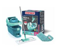 Set lave sol avec seau essoreur à roulettes Leifheit Profi XL Mobile 55168, balai serpillière seau,housses micro duo et static plus