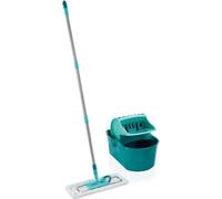 Set Lave Sol avec Seau Essoreur Leifheit Profi Compact 55092, Balai à Plat 42cm, Housse Micro Duo, Manche Acier 140cm