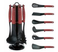 Set louches de cuisine 7 pièces pour usage alimentaire cuillère spatule louche résistante à la chaleur antiadhésive maison antiadhésive (Bordeaux)