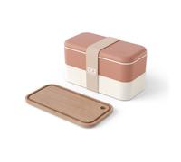 Set lunch box rectangle rose + planche