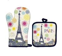 Set manique et Dessous de Plat - Motif Paris en en fête Le Jour avec la Tour Eiffel